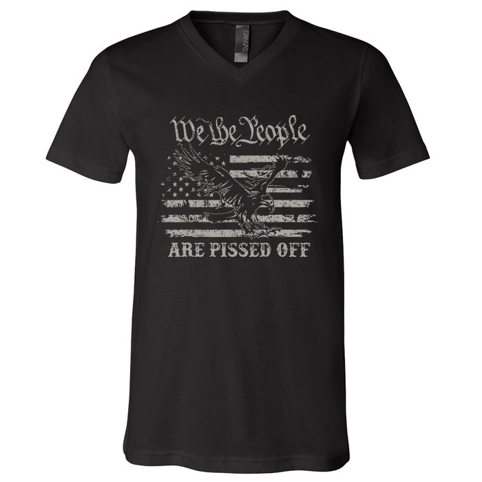 American Flag Bald Eagle We The People Are Pissed Off V-Neck T-Shirt