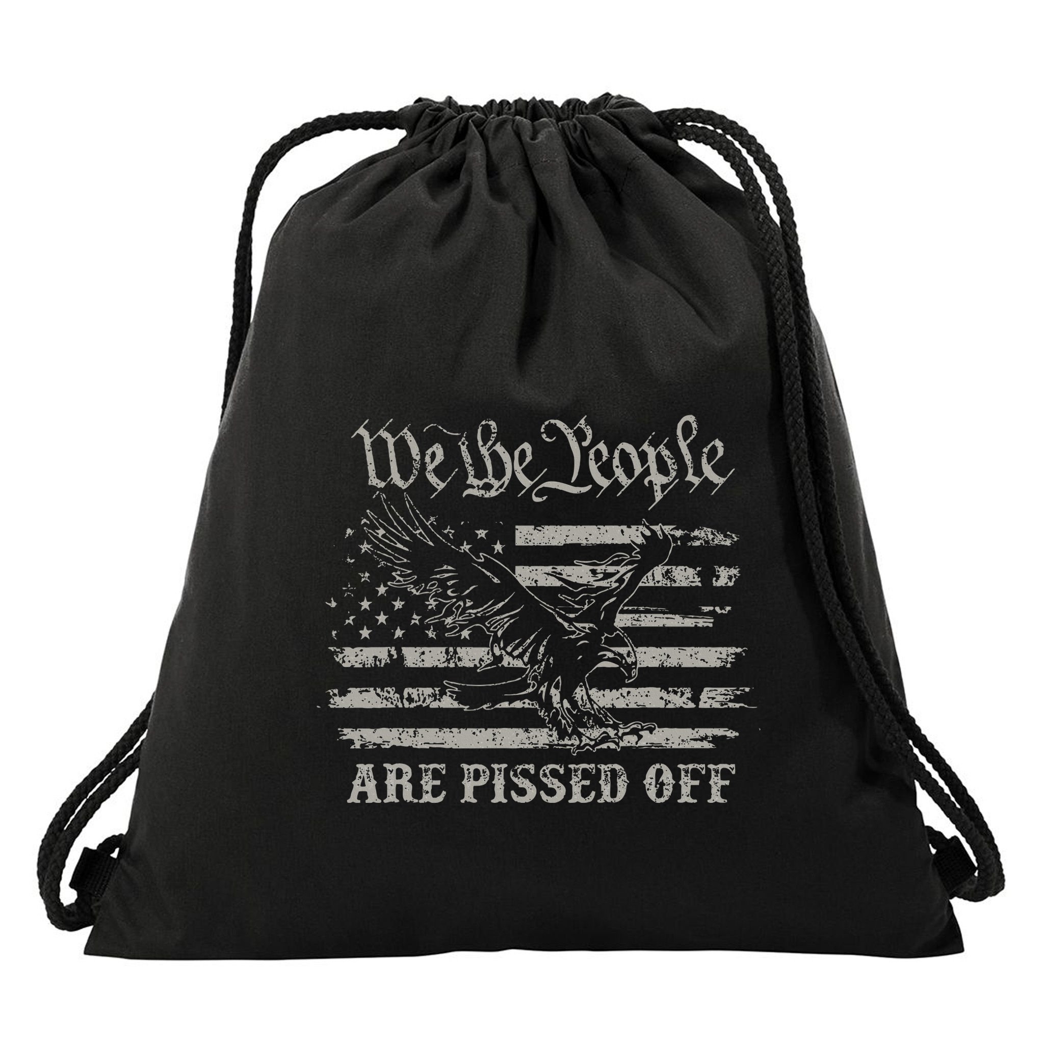 American Flag Bald Eagle We The People Are Pissed Off Drawstring Bag
