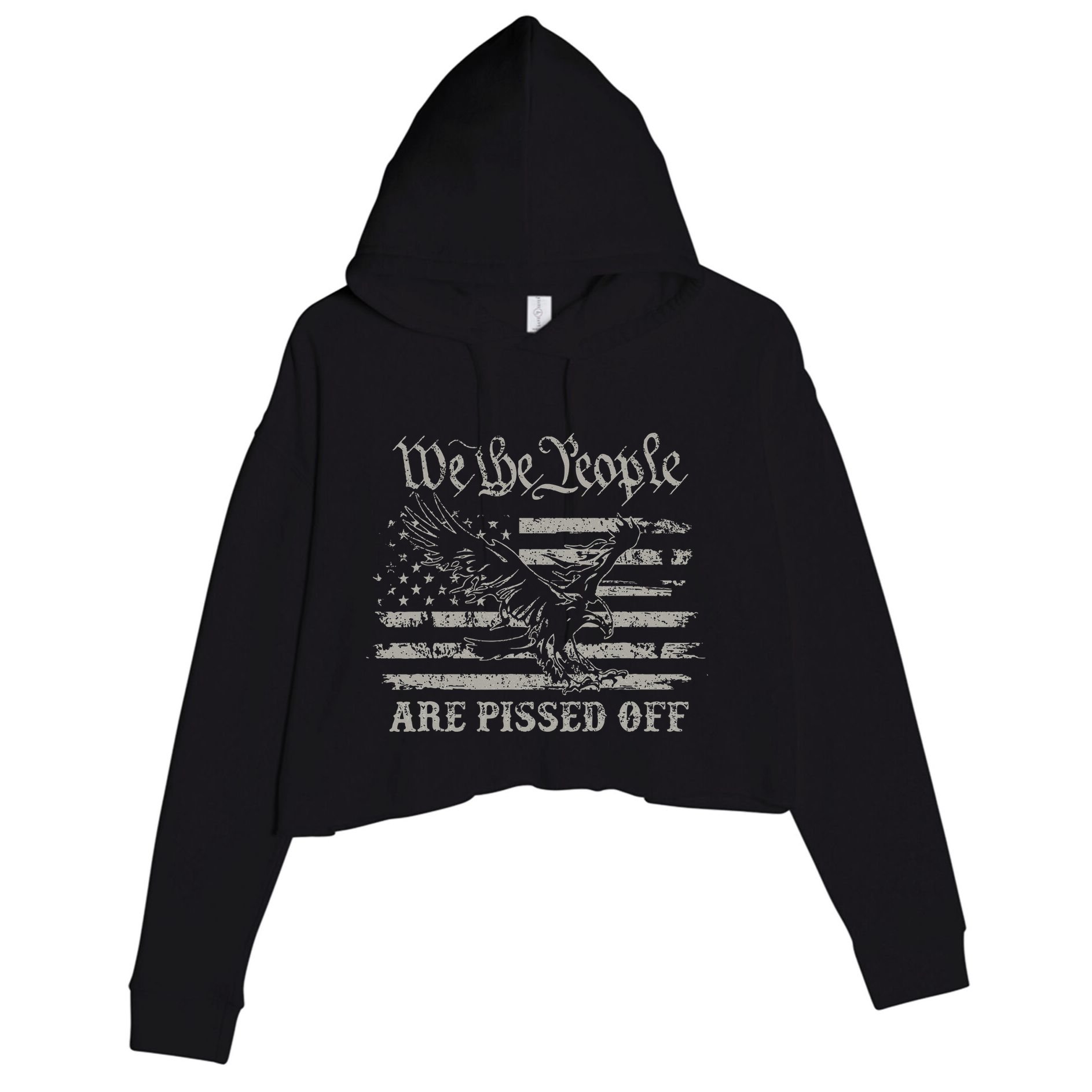American Flag Bald Eagle We The People Are Pissed Off Crop Fleece Hoodie