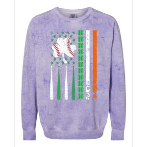 American Flag Baseball St Patricks Day Shamrock Lucky Clover Colorblast Crewneck Sweatshirt