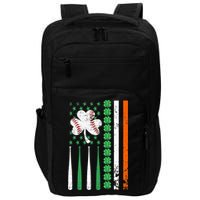 American Flag Baseball St Patricks Day Shamrock Lucky Clover Impact Tech Backpack