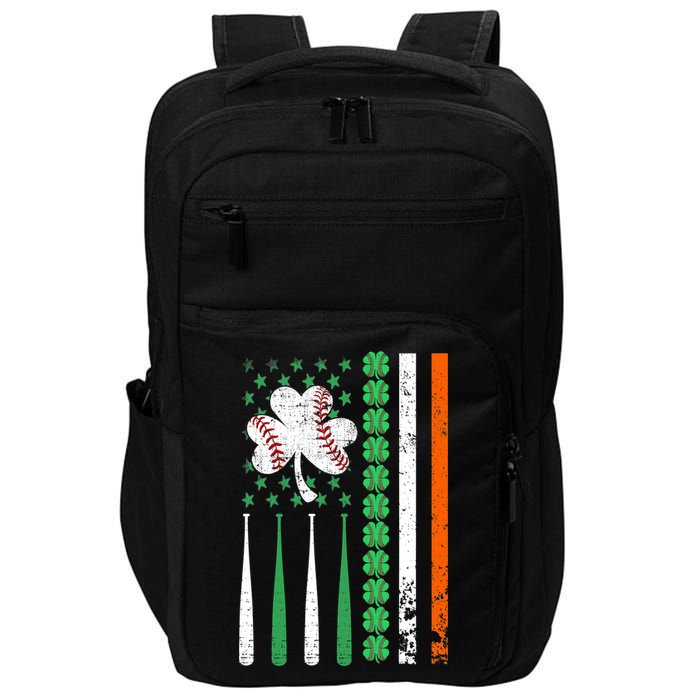 American Flag Baseball St Patricks Day Shamrock Lucky Clover Impact Tech Backpack
