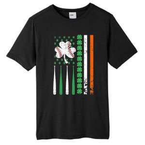 American Flag Baseball St Patricks Day Shamrock Lucky Clover Tall Fusion ChromaSoft Performance T-Shirt