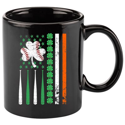 American Flag Baseball St Patricks Day Shamrock Lucky Clover 11oz C Handle Ceramic Mug