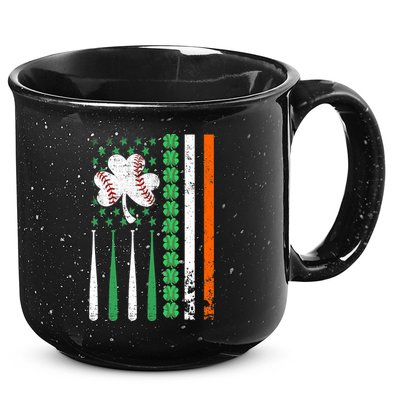 American Flag Baseball St Patricks Day Shamrock Lucky Clover 15oz Campfire Ceramic Mug