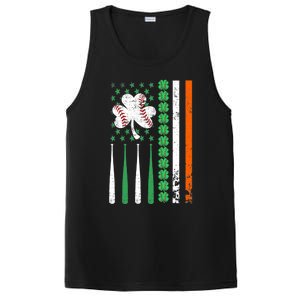 American Flag Baseball St Patricks Day Shamrock Lucky Clover PosiCharge Competitor Tank