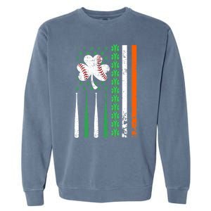 American Flag Baseball St Patricks Day Shamrock Lucky Clover Garment-Dyed Sweatshirt