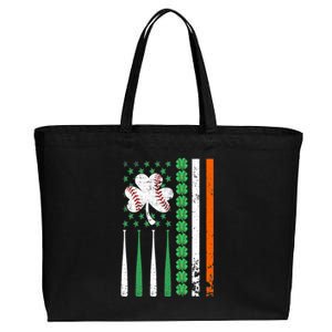 American Flag Baseball St Patricks Day Shamrock Lucky Clover Cotton Canvas Jumbo Tote