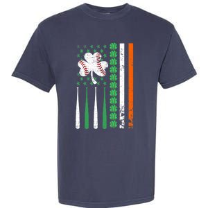 American Flag Baseball St Patricks Day Shamrock Lucky Clover Garment-Dyed Heavyweight T-Shirt