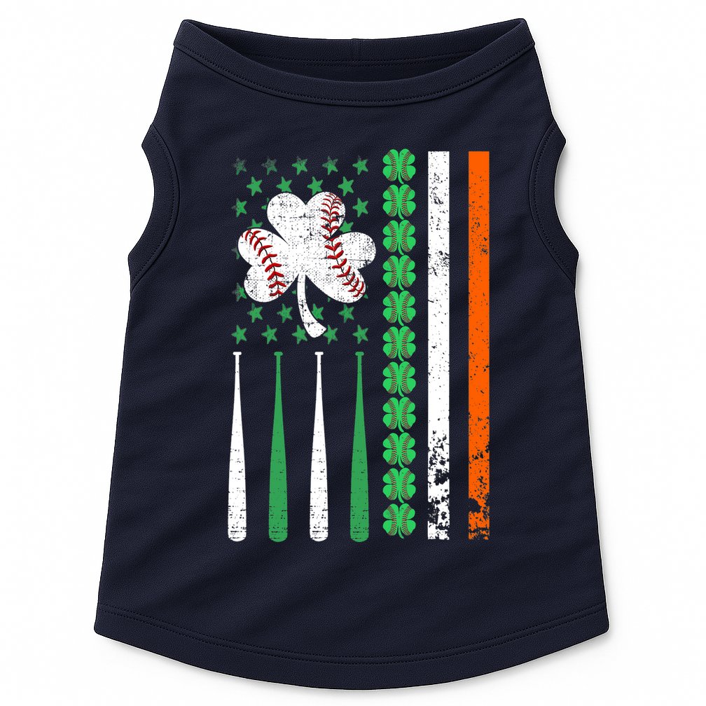 American Flag Baseball St Patricks Day Shamrock Lucky Clover Doggie Tank