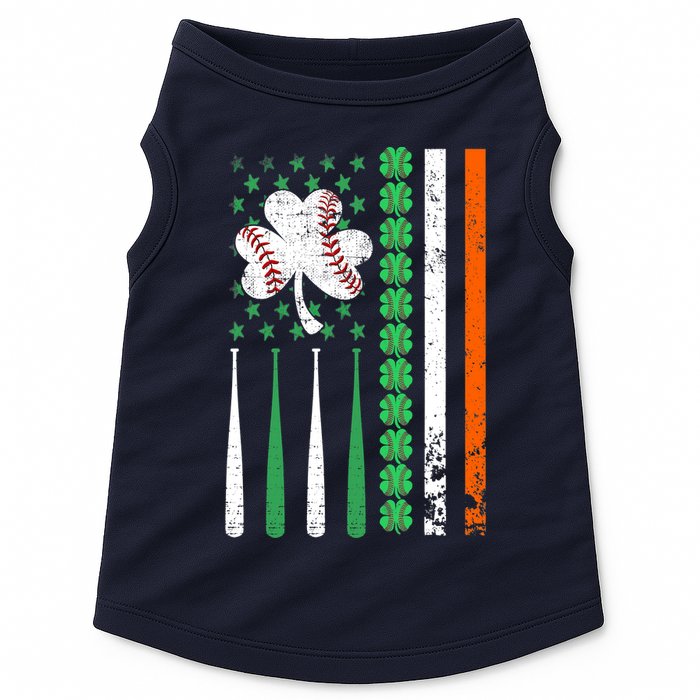 American Flag Baseball St Patricks Day Shamrock Lucky Clover Doggie Tank