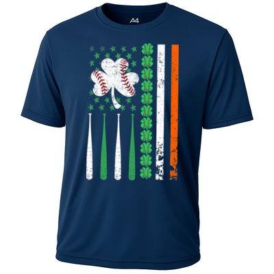 American Flag Baseball St Patricks Day Shamrock Lucky Clover Cooling Performance Crew T-Shirt