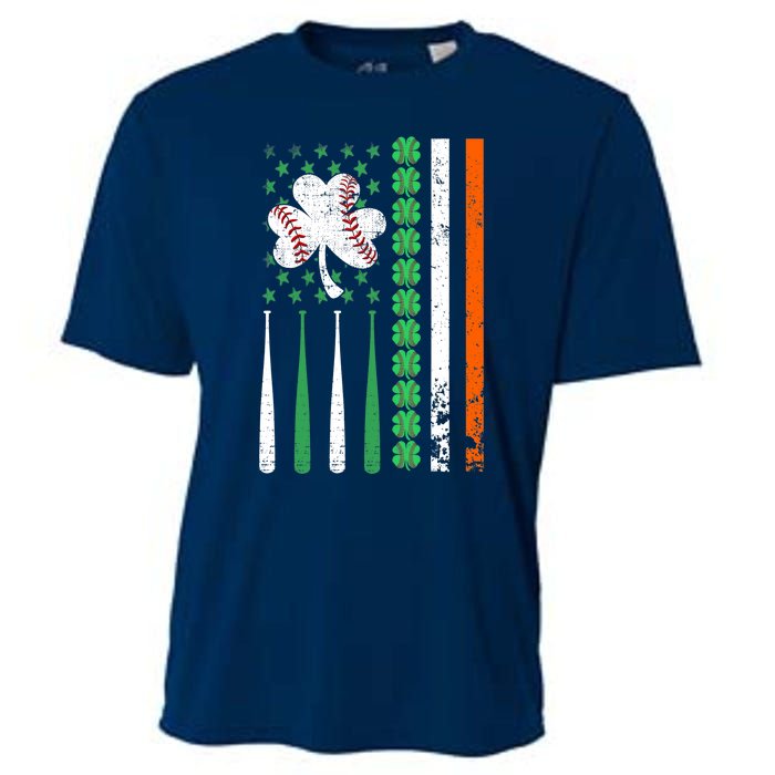 American Flag Baseball St Patricks Day Shamrock Lucky Clover Cooling Performance Crew T-Shirt