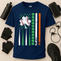 American Flag Baseball St Patricks Day Shamrock Lucky Clover Cooling Performance Crew T-Shirt