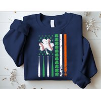American Flag Baseball St Patricks Day Shamrock Lucky Clover Sweatshirt
