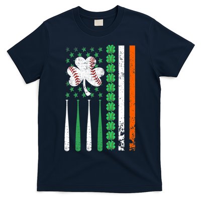 American Flag Baseball St Patricks Day Shamrock Lucky Clover T-Shirt