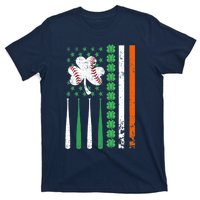 American Flag Baseball St Patricks Day Shamrock Lucky Clover T-Shirt