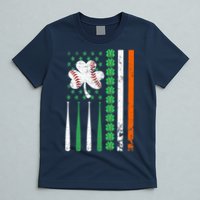 American Flag Baseball St Patricks Day Shamrock Lucky Clover T-Shirt