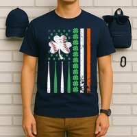 American Flag Baseball St Patricks Day Shamrock Lucky Clover T-Shirt