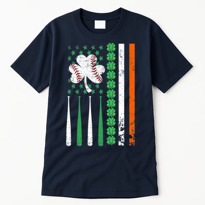 American Flag Baseball St Patricks Day Shamrock Lucky Clover Tall T-Shirt