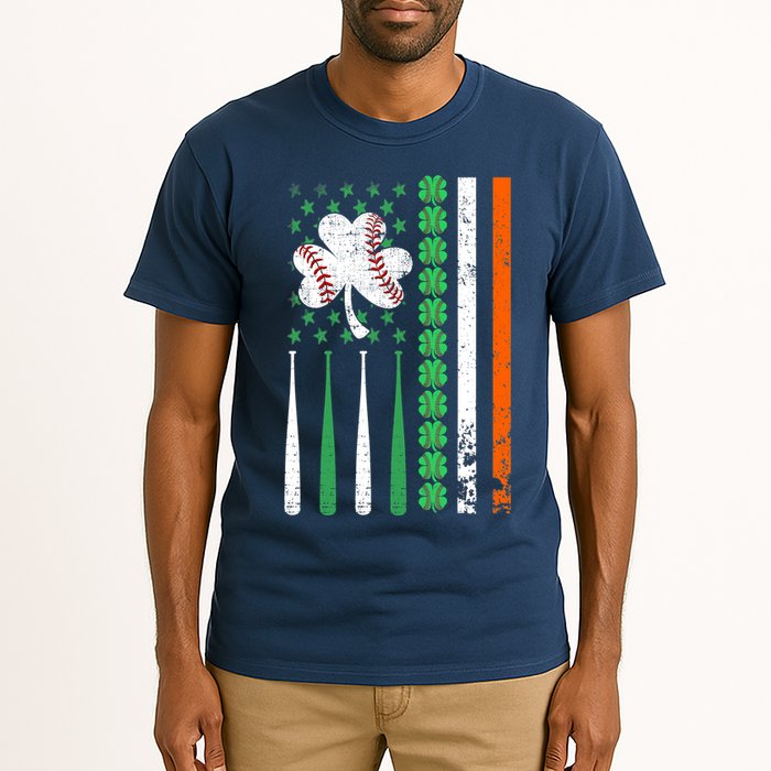 American Flag Baseball St Patricks Day Shamrock Lucky Clover Tall T-Shirt