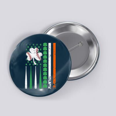 American Flag Baseball St Patricks Day Shamrock Lucky Clover Button