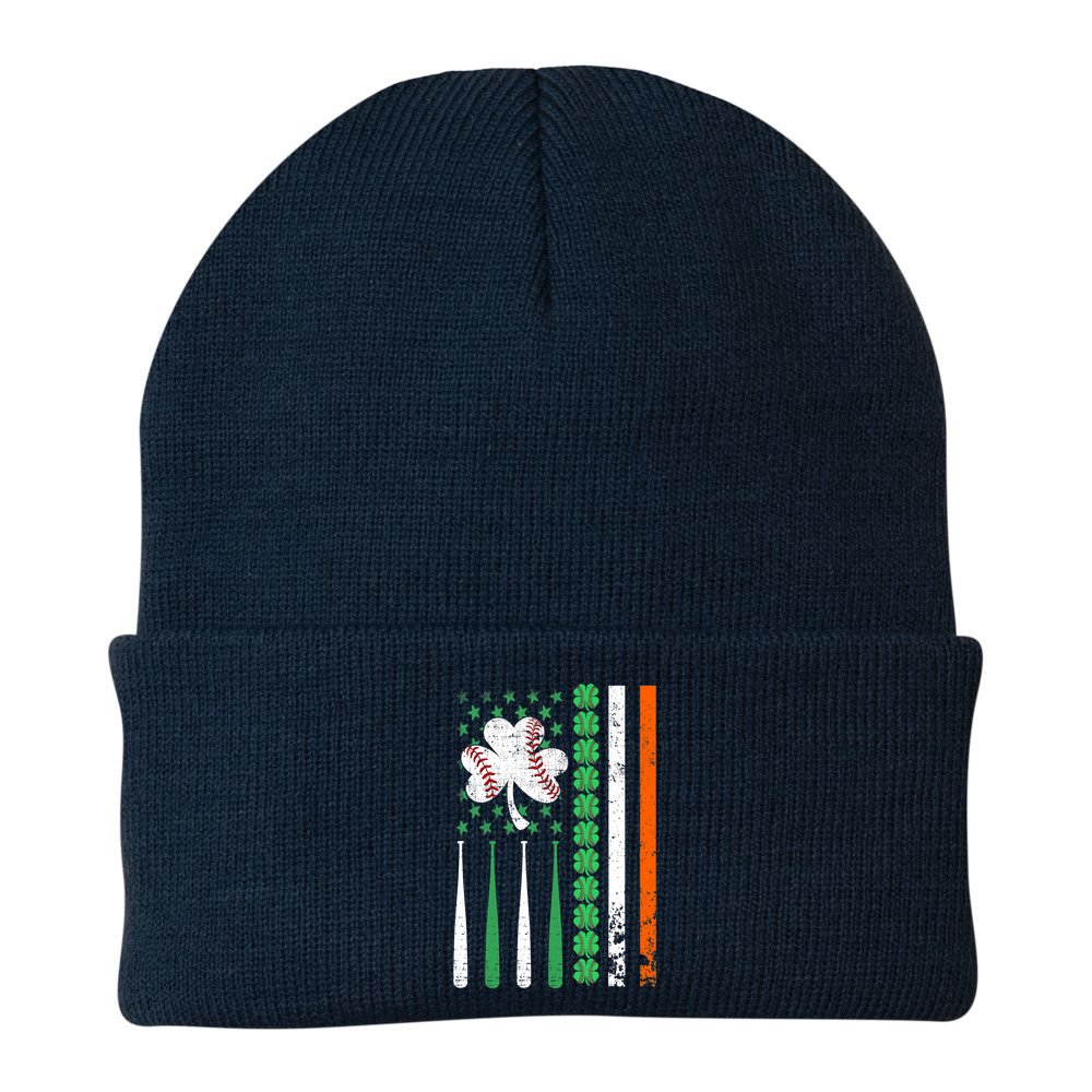 American Flag Baseball St Patricks Day Shamrock Lucky Clover Beanie