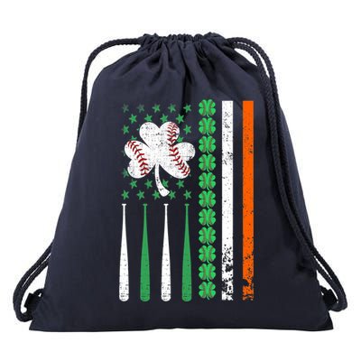 American Flag Baseball St Patricks Day Shamrock Lucky Clover Drawstring Bag