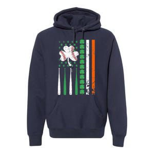 American Flag Baseball St Patricks Day Shamrock Lucky Clover Premium Hoodie