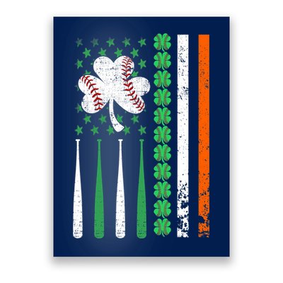 American Flag Baseball St Patricks Day Shamrock Lucky Clover Poster