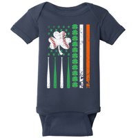 American Flag Baseball St Patricks Day Shamrock Lucky Clover Baby Bodysuit