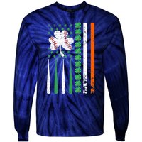 American Flag Baseball St Patricks Day Shamrock Lucky Clover Tie-Dye Long Sleeve Shirt