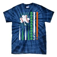 American Flag Baseball St Patricks Day Shamrock Lucky Clover Tie-Dye T-Shirt