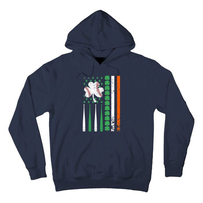 American Flag Baseball St Patricks Day Shamrock Lucky Clover Tall Hoodie