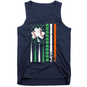 American Flag Baseball St Patricks Day Shamrock Lucky Clover Tank Top