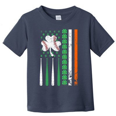 American Flag Baseball St Patricks Day Shamrock Lucky Clover Toddler T-Shirt