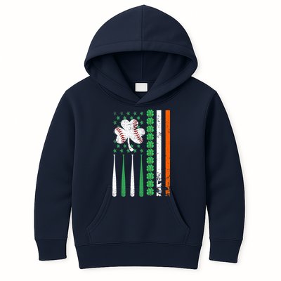 American Flag Baseball St Patricks Day Shamrock Lucky Clover Kids Hoodie
