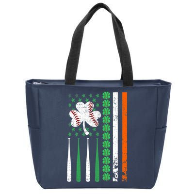 American Flag Baseball St Patricks Day Shamrock Lucky Clover Zip Tote Bag
