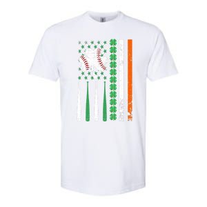 American Flag Baseball St Patricks Day Shamrock Lucky Clover Softstyle CVC T-Shirt