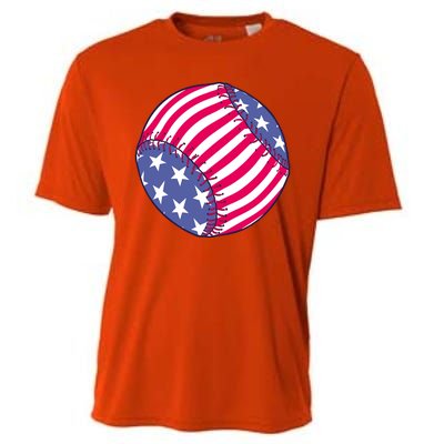 American Flag Baseball Lover Cooling Performance Crew T-Shirt