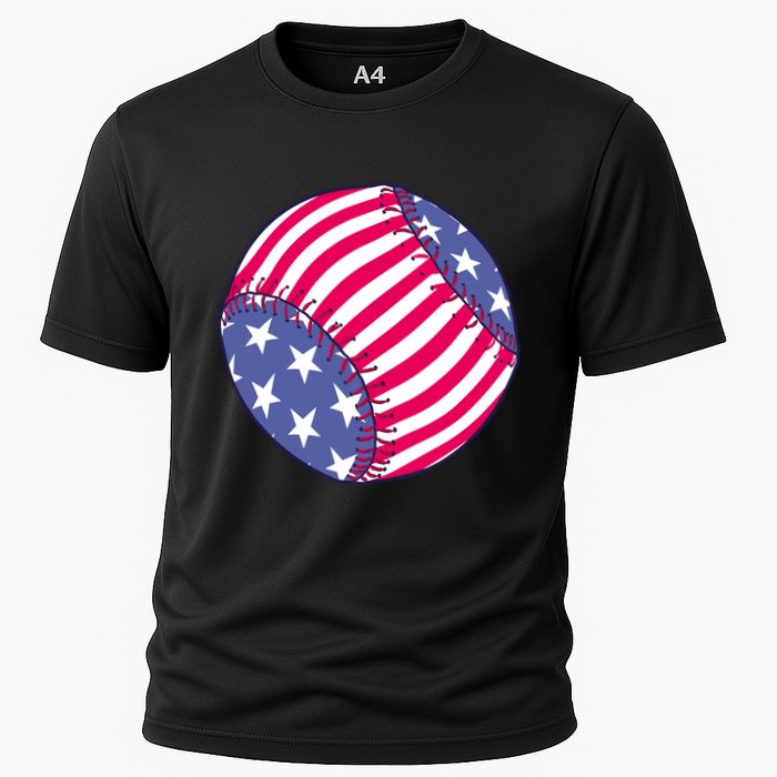 American Flag Baseball Lover Cooling Performance Crew T-Shirt