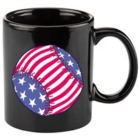 American Flag Baseball Lover 11oz C Handle Ceramic Mug