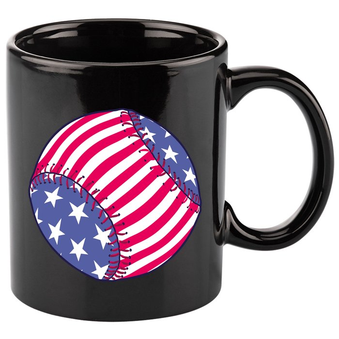 American Flag Baseball Lover 11oz C Handle Ceramic Mug