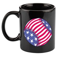 American Flag Baseball Lover 11oz C Handle Ceramic Mug
