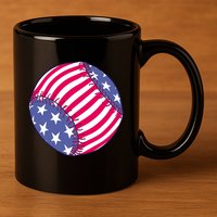 American Flag Baseball Lover 11oz C Handle Ceramic Mug