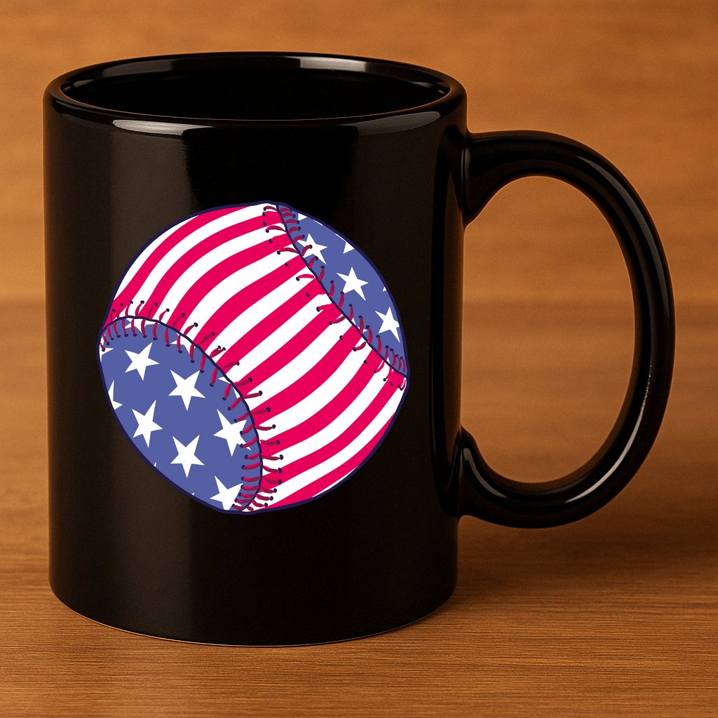American Flag Baseball Lover 11oz C Handle Ceramic Mug