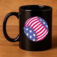 American Flag Baseball Lover 11oz C Handle Ceramic Mug