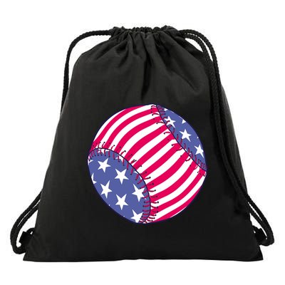 American Flag Baseball Lover Drawstring Bag
