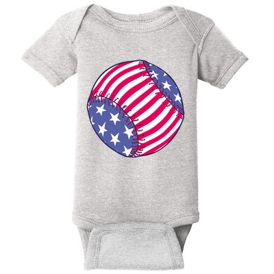 American Flag Baseball Lover Baby Bodysuit