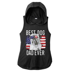 American Flag Best Dog Dad Ever Brussels Griffon Usa Ladies PosiCharge Tri-Blend Wicking Draft Hoodie Tank